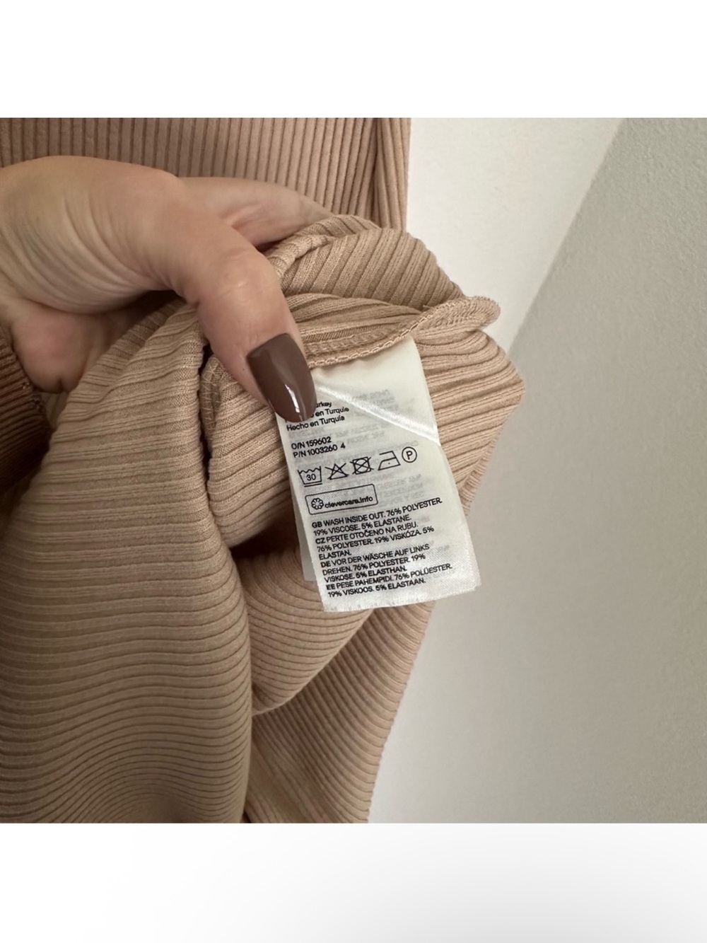 H&M Ribbed Collared Half Buttoned Midi Dress Side Slits Beige Tan Color Size S - Picture 10 of 10